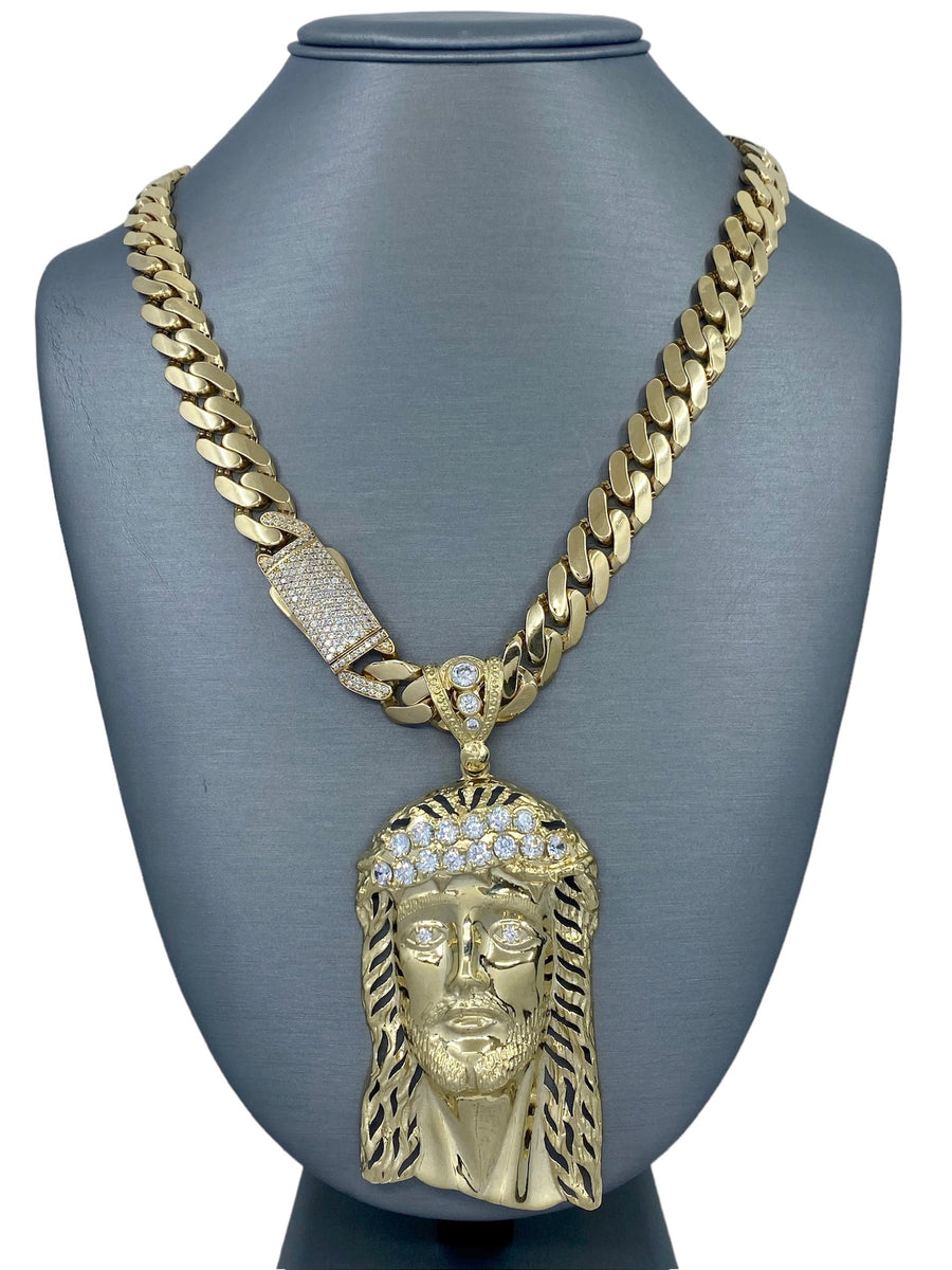 cholos ネックレス　cholos Stainless Steel Chain Textured Cz Cuban Cross, Cholo Fit | P